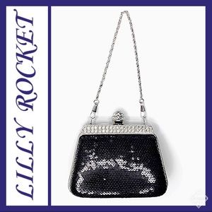 RARE Lilly Rocket Mini Black Sequin Bag/Clutch EUC